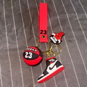 Jordan Red and Black Keychain Set